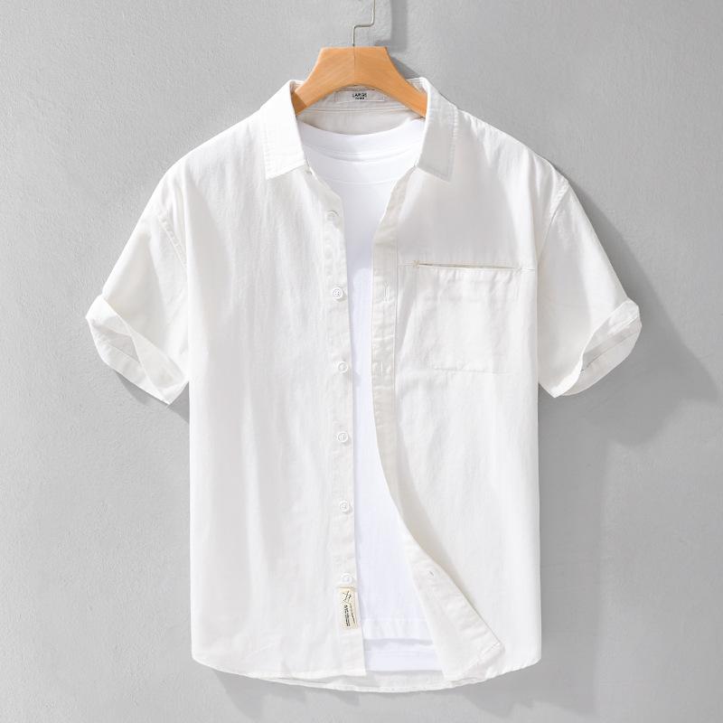 Men's Summer Short-Sleeve Cotton Shirt - Comfortable, Breathable, Business Casual