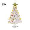 Elegant Glass Tree Table Centerpiece Hand Blown Christmas Figurine, Mini Tabletop Festive Home Accents Xmas Ornament, Handmade Desktop Holiday