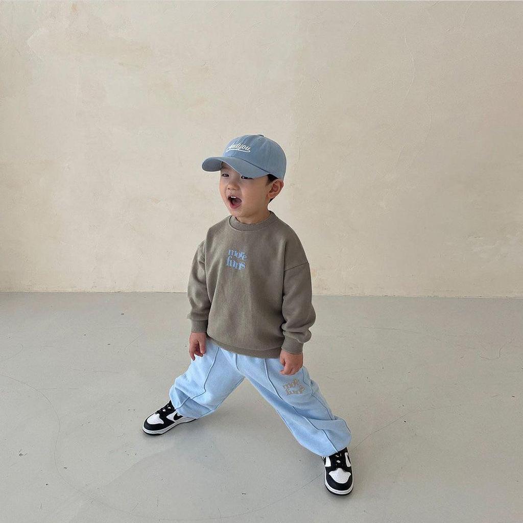 Trendy Color Block Cotton Sweatshirt & Jogger Set for Kids