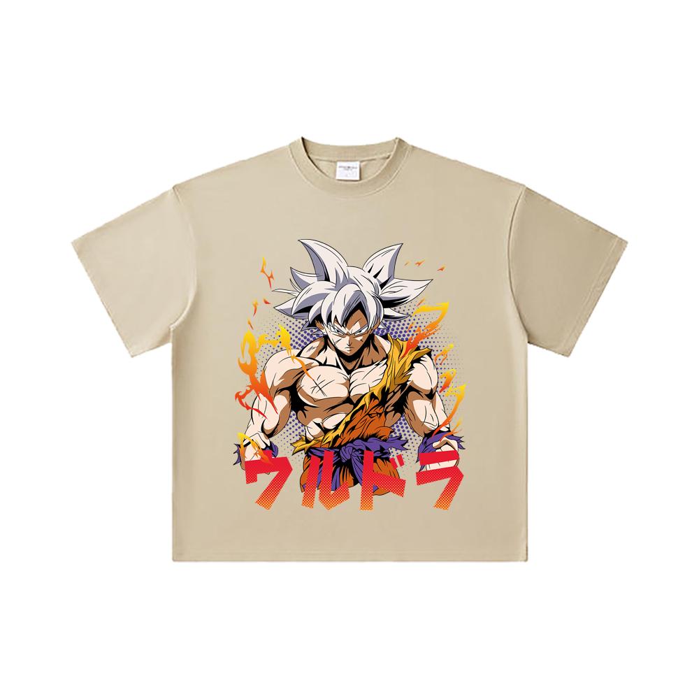 260 GSM Double Yarn 32 Count 100% Cotton Dragon Ball V11 Goku Ultra Print Unisex Heavy Cotton T Shirt
