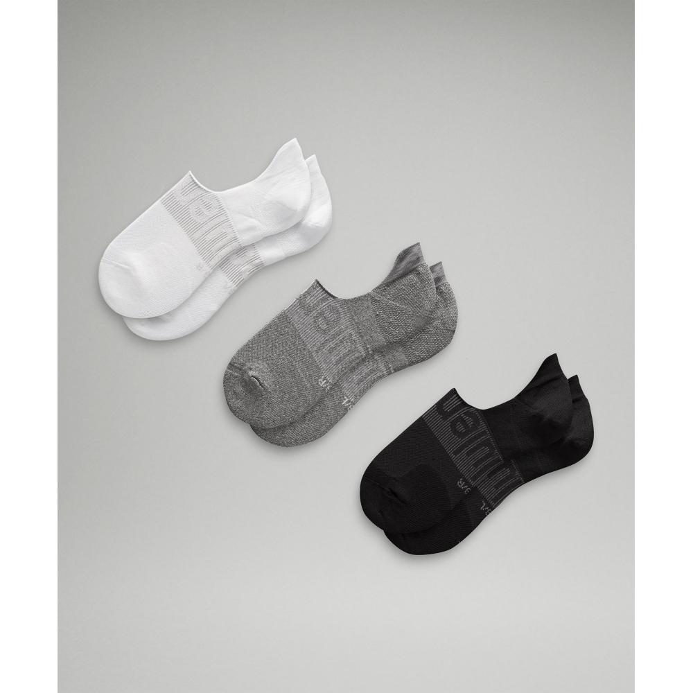 

Lululemon Men S Power Stride No Show SockS With Active Grip 3 Pack White Heather Grey Black M