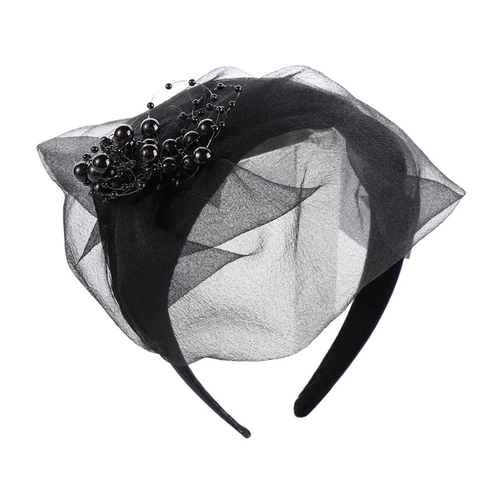 

Simple Bead Yarn Half Hat Headband Mesh Plastic Mesh Hair Hoop French Style Headdress Hat Shape Hairband Dinner