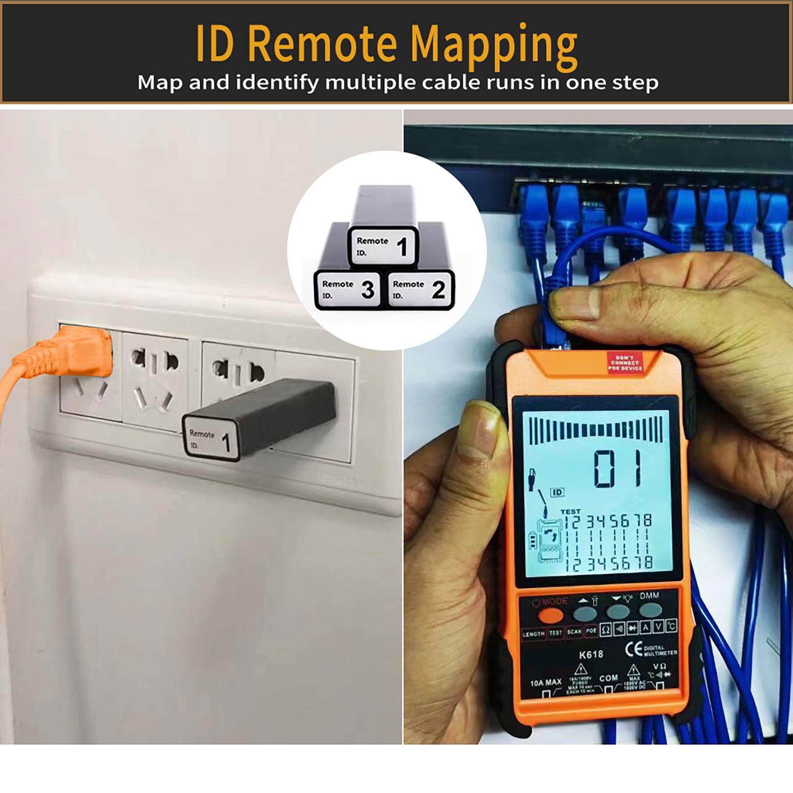 

K618 500M Handheld Portable Cable Tester with LCD Display Analogs Digital Search POE Test Cable Pairing ID Pairing Sensitivity Cabl