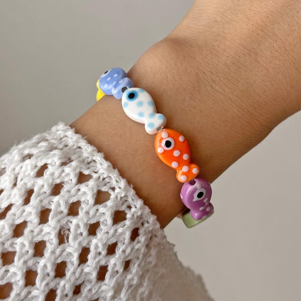 

Colorful Ceramic Fish Beaded Bracelets For Women Men Handmade Bohemian Cute Fish Ocean Beach Bangle Summer Holiday Party Jewelry