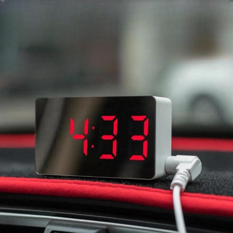 

7*4cm Mini Digital Alarm Clock TEMP Date 3 Alarms Night Mode Power-off Memory Table Clock USB Powered Always On 12/24H LED Clock синий