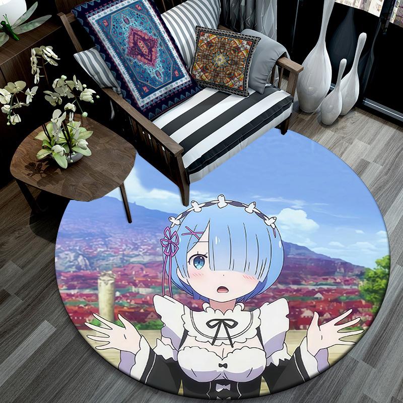 ReZero Round Area Rug,Carpet Rug for Living Room Bedroom Sofa Playroom Decor,Non-slip Floor Mat