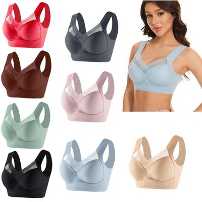 Women Large Size Tanks Top Bra Wide Strap Non Steel Gathered Bra