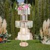 5-Tier Gold Crystal Flower Stand for Wedding Decor, Elegant Acrylic Iron Flower Holder, Modern Tabletop Display Rack for Party