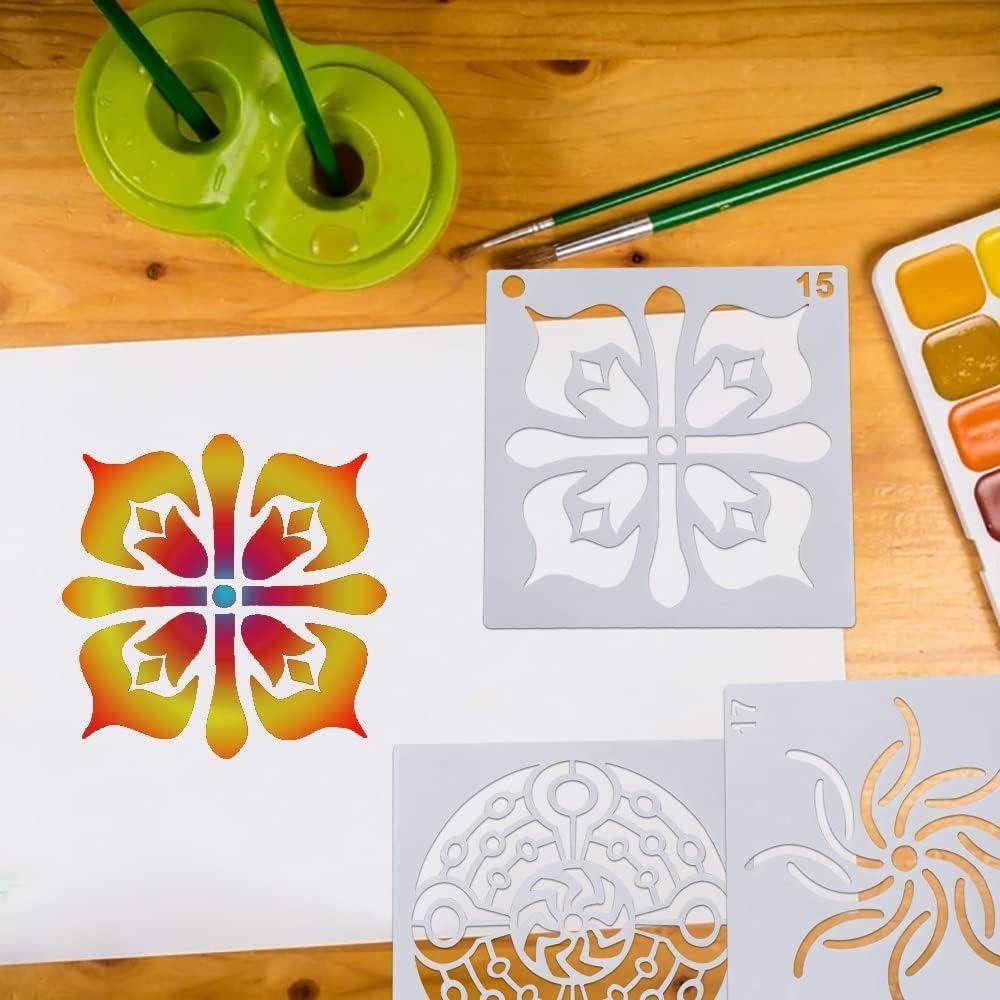 36/56Pcs Reusable Mandala Dot Painting Templates Creative Dot Painting Stencils Wall Spray Art
