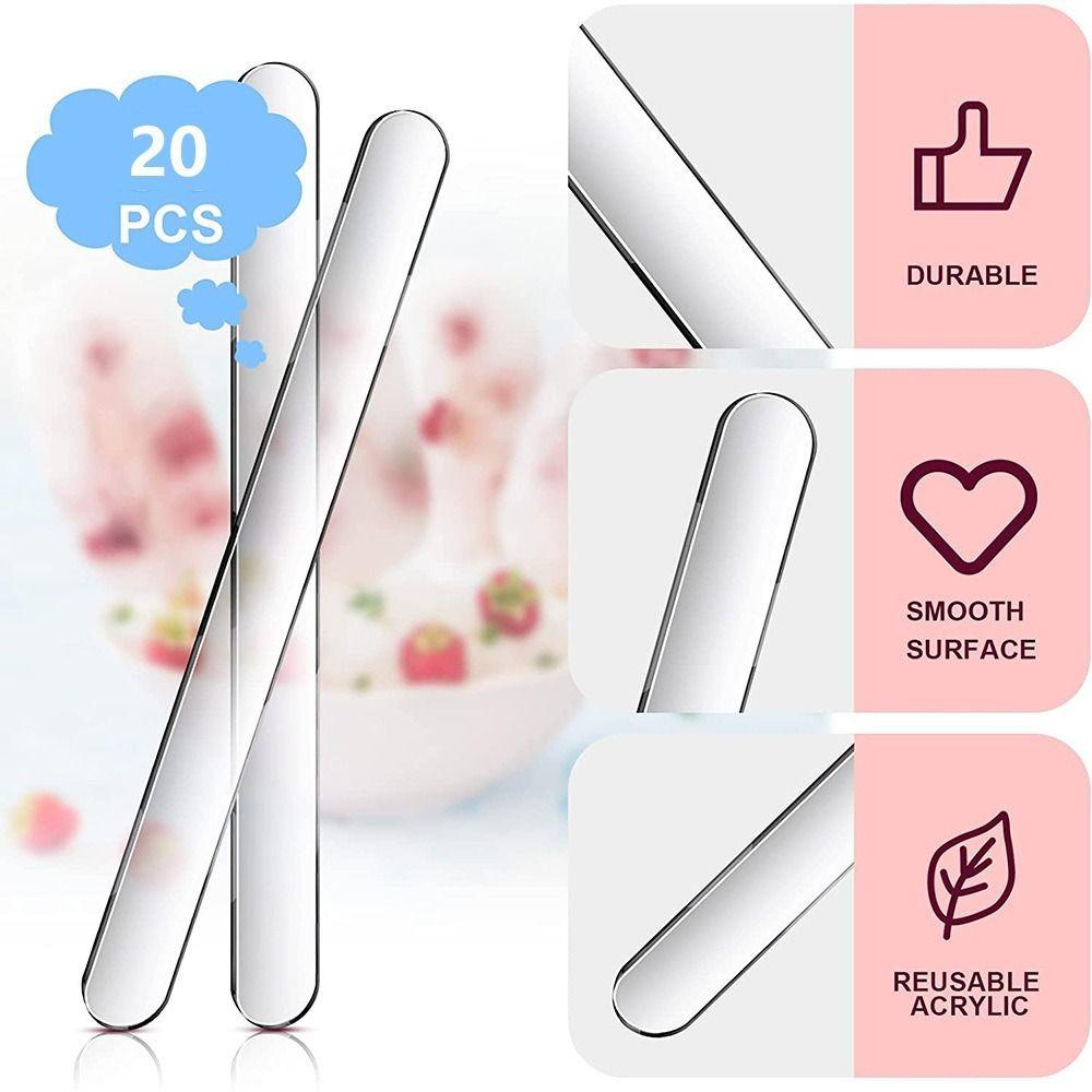 20Pcs DIY Crafts Reusable Ice Cream Sticks Summer Ice Cream Bars Rose Gold Acrylic Popsicle Sticks