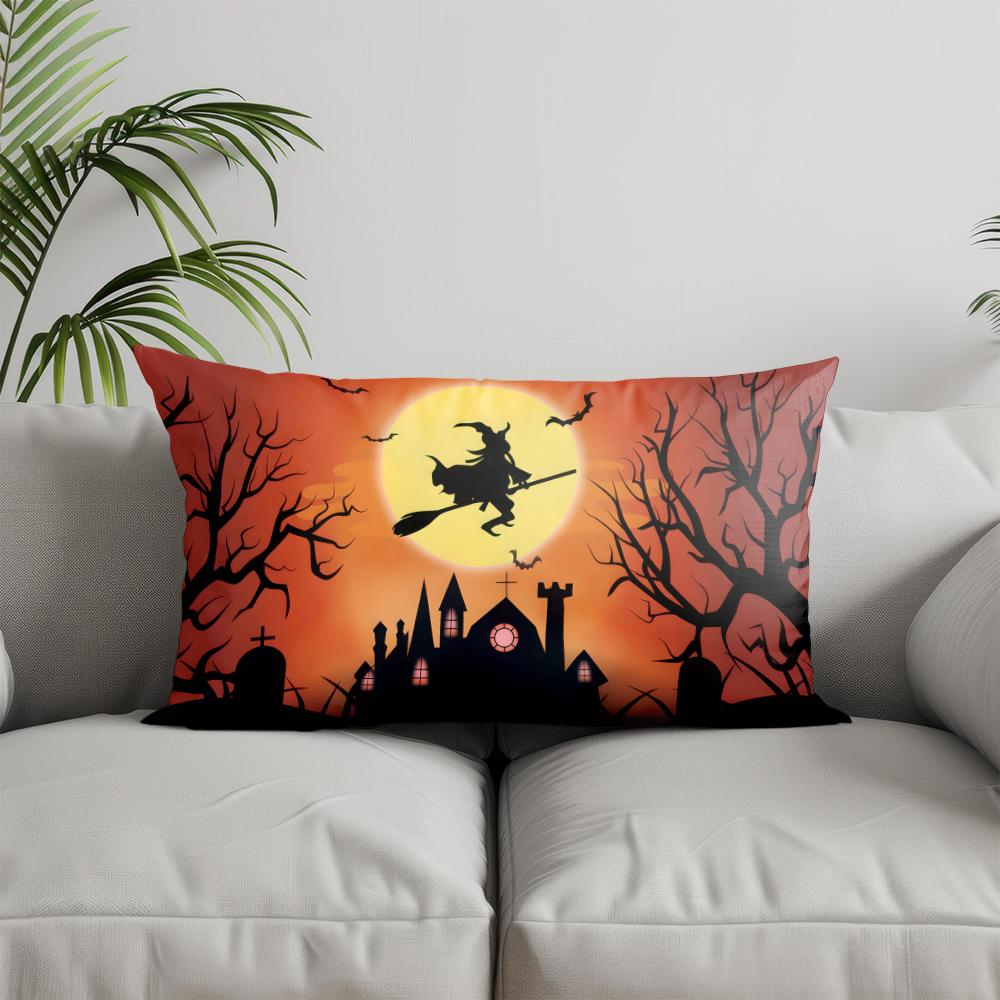 Home Decor Spooky Ghosts Pattern Pillow Cover Suitable For Sofa Bedroom Car Pillow Cover Cushion Rectangular Back Cushion