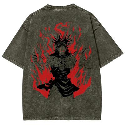 Jujutsu Kaisen Anime Men's T-shirt Vintage Short Sleeve T-shirt For Men Women Y2K Streetwear Washed Cotton Tops Clothing