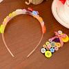 Dopamine Colored Button Headband Headwear Childishness Hairband Face Washing Bow Hair Hoop Sweet  Hair Clip Gifts