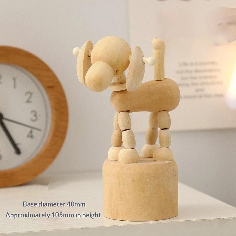 Latest Wooden Finger Puppet Toy Cartoon Mini Desktop Movable Elephant Tiger Dog Puppet Figurine For DIY Home Party Decoration