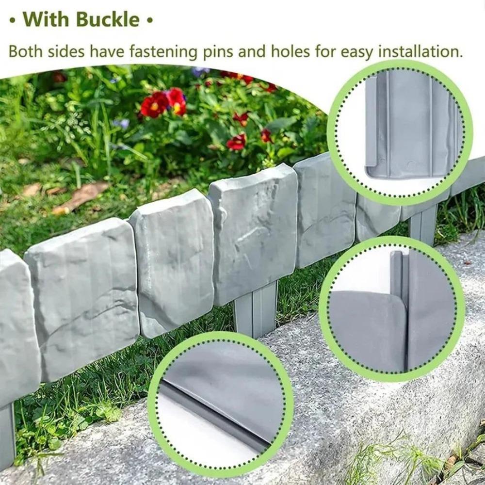 Rasenkante in grauer Steinoptik, Pflanzenbegrenzung, Kopfsteinpflaster, Gartenbegrenzung, Blumenbeet, Gras, Gartenzaun, 10 Stück