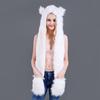 Plush Animal Ear Hat for Adult Unisex Earflap Gloves Scarf All In One Warm Trapper Hat Outdoor Activity Cold Weather Hat