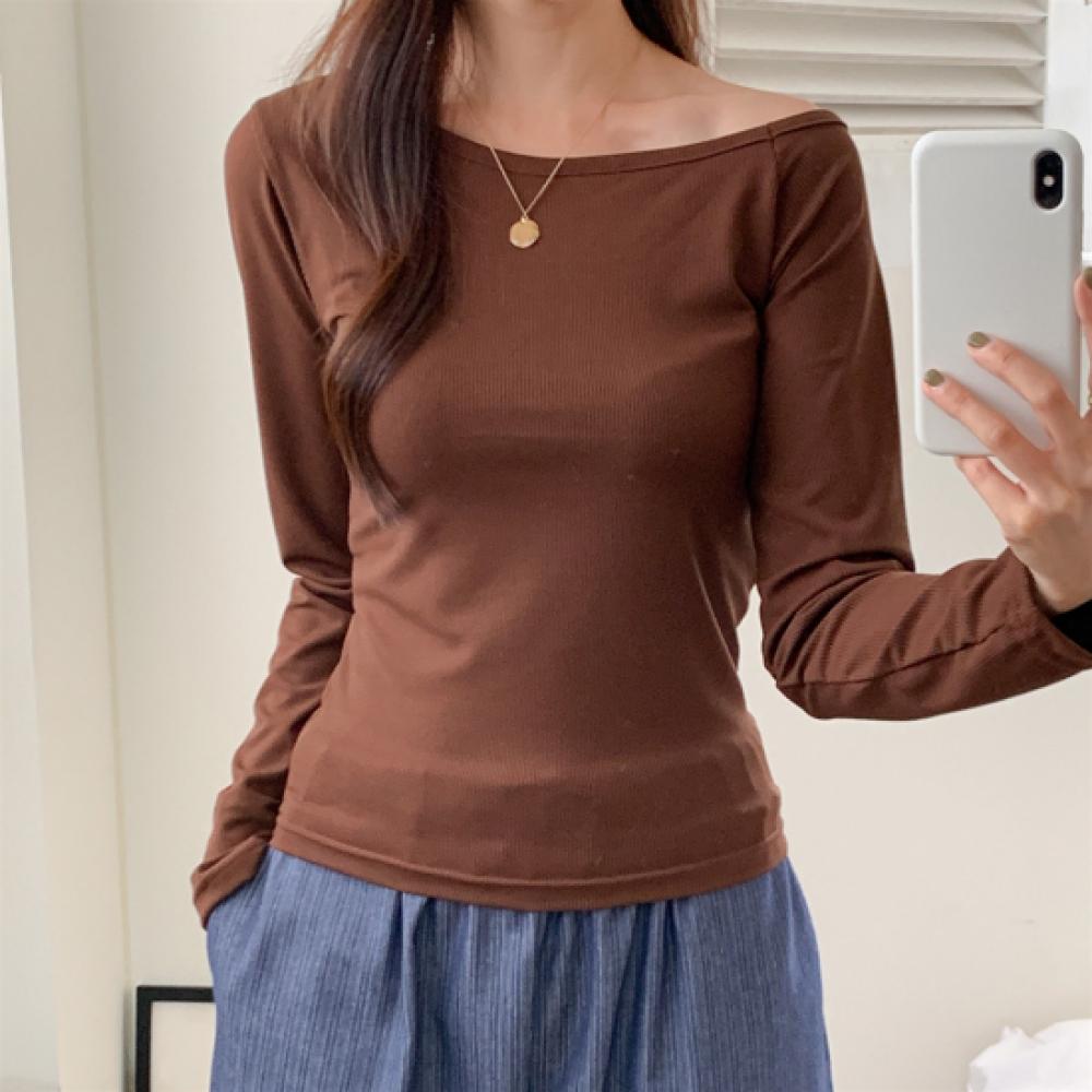 New ArrivalS Open Run Women S One Shoulder BoaT Neck Slim Long Sleeve T ShirT