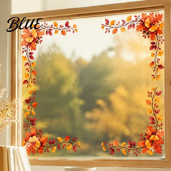Maple Leaf Window Stickers Harvest Festival Static Glass Sticker Autumn Clings with Leaves Sunflowers And Reusable Seasonal Decor Berries Prints PVC
