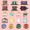 Style Cartoon Playful Geometric Building Room Brooches With Vibrant Finishes For Trendsetting Fashionistas