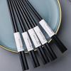 Lin Sen Fang Japanese Style Chestnut Wood Hexagonal Chopsticks with Bamboo Joint Design, 5 Pairs