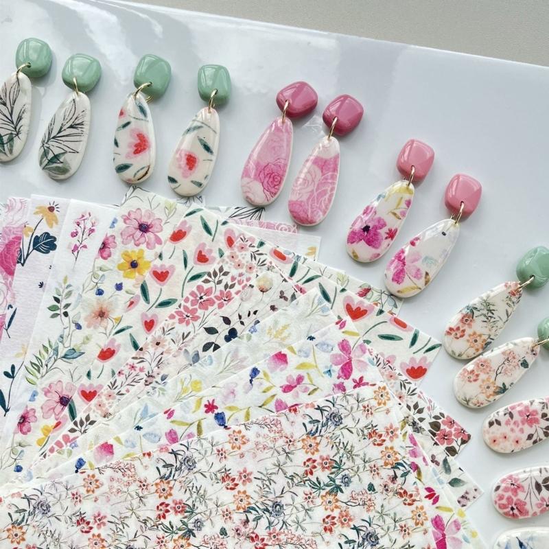 Creative Flower Designs Transfer Sheets Essential Jewelry Making Floral Transfer Sheets for Clay Jewelry Charm