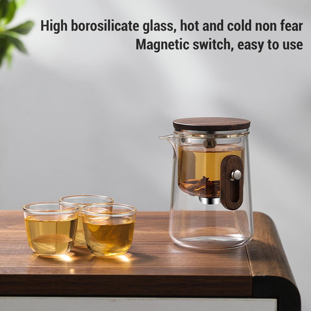 Glass Teapot Set with Cups Liner Storage Bag Small Capacity for Travel Non Leakage Spout