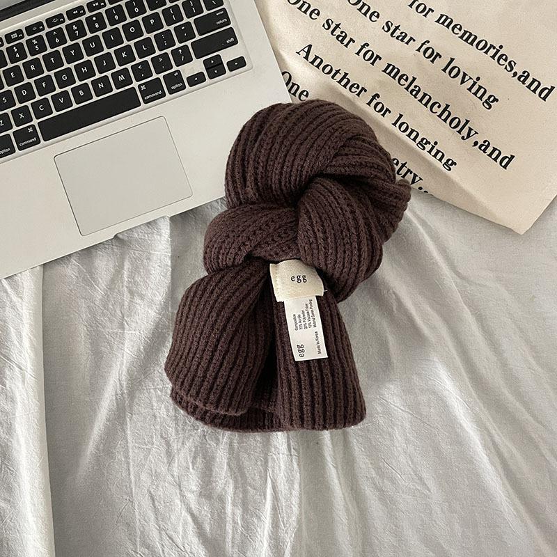 [Dai Green] Autumn and Winter Korean Ins Style Solid Color Simple Egg Cross Perforated Scarf Atmosphere Warm Blue Scarf