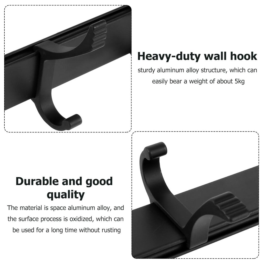 Coat Rack Wall Mounted - 5 pair Moveable Hooks Heavy Duty, Aluminum Coat Hook Rail for Coat Hat Towel Purse Robes Mudroom