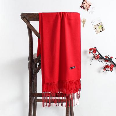 Women's Bright Red Imitation Cashmere Scarf: Warm Autumn/Winter Shawl and Neck Warmer