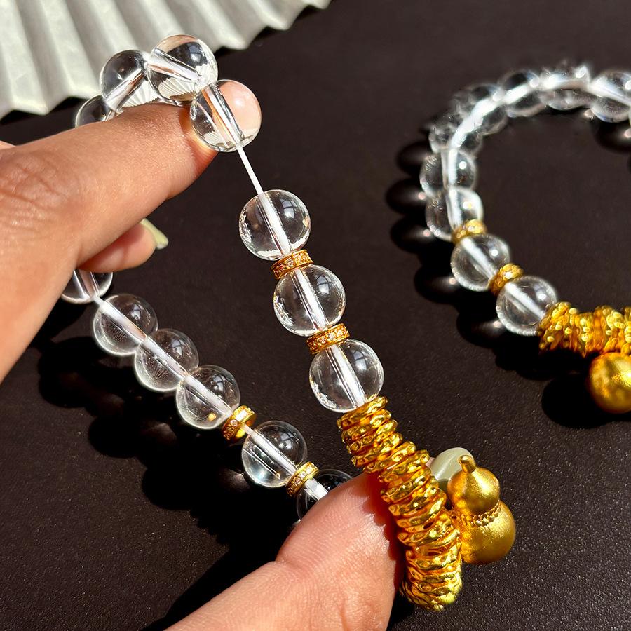 Natural Crystal Zircon Gourd Beaded Bracelet, New Chinese Temperament Fashion Bracelet, Niche Light Luxury High-end Jewelry.