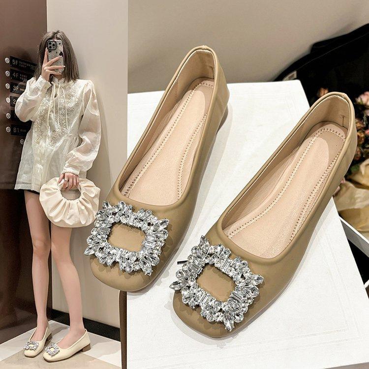 Women's Autumn New Square Toe Loafers,Soft Bottom Non Slip Slip On Comfortable Bean Shoes