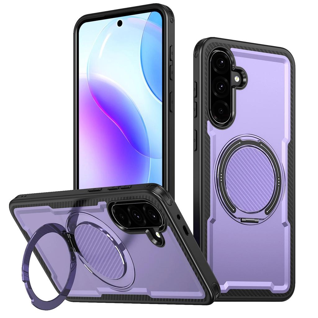 Applicable to Samsung a55 new 360 rotating bracket shell s24/s25ultra carbon fiber pattern anti-drop protective cover