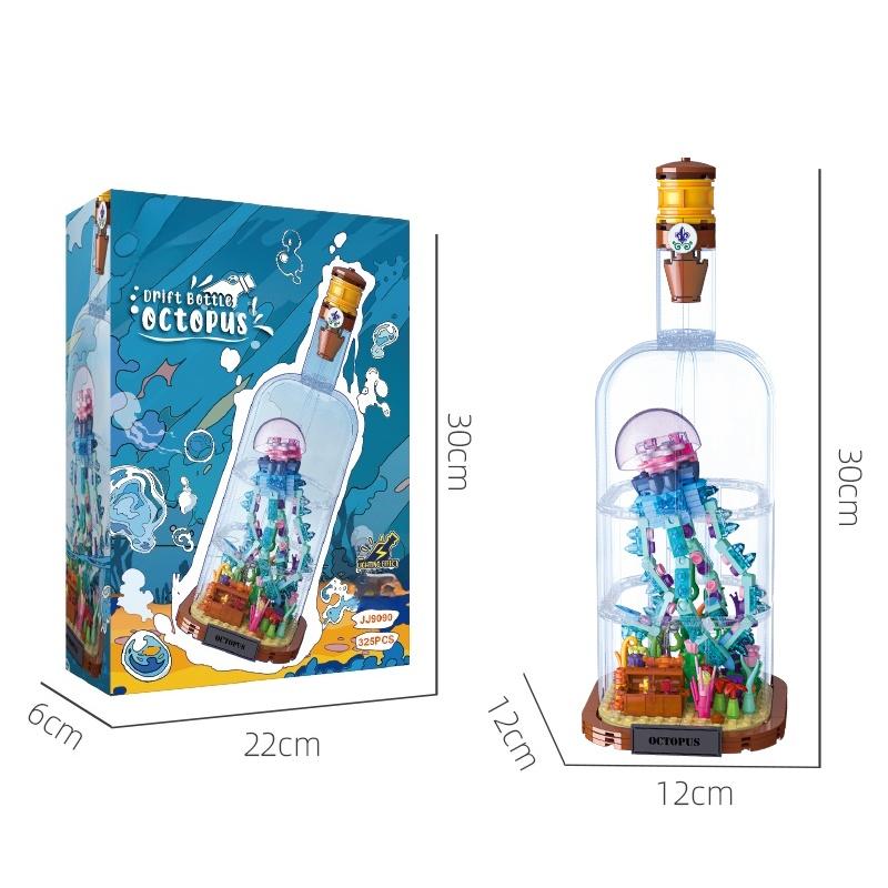 391Pcs Light-Up Message In A Bottle Eco-Tank Model Assembly Toy Home Decor Moc Building Blocks Set Kids Birthday Gift