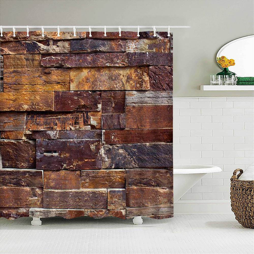 Old Brick Wall Shower Curtains Bathroom Curtain for Home Decoration Waterproof Polyester Fabric Bath Screen Curtain With 12 Hook