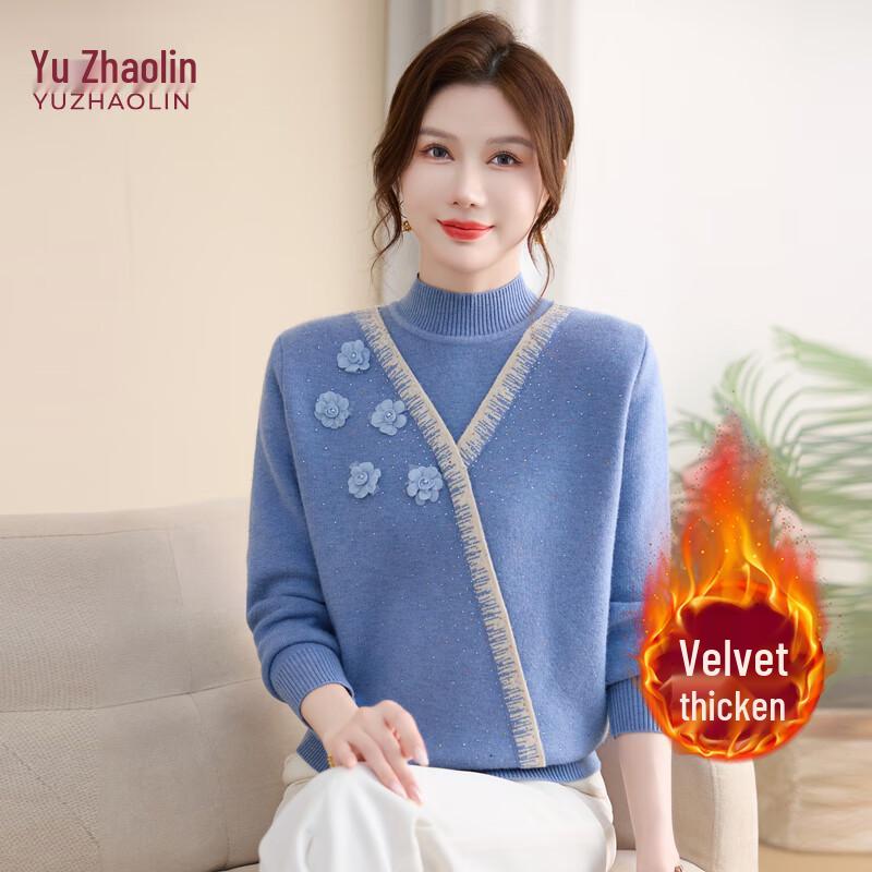YUZHAOLIN Women's Fleece-Lined Half-High Collar Sweater