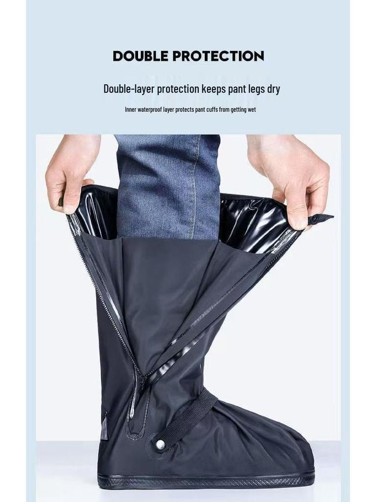Bardzo grube, wodoodporne ochraniacze na buty deszczowe typu high-top dla dorosłych – przenośne, piaskoodporne i wodoodporne
