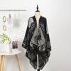 Ethnic Style Printed Shawl Imitation Cashmere Split Cape Warm Scarf Jacket Retro Literary Big Shawl Women