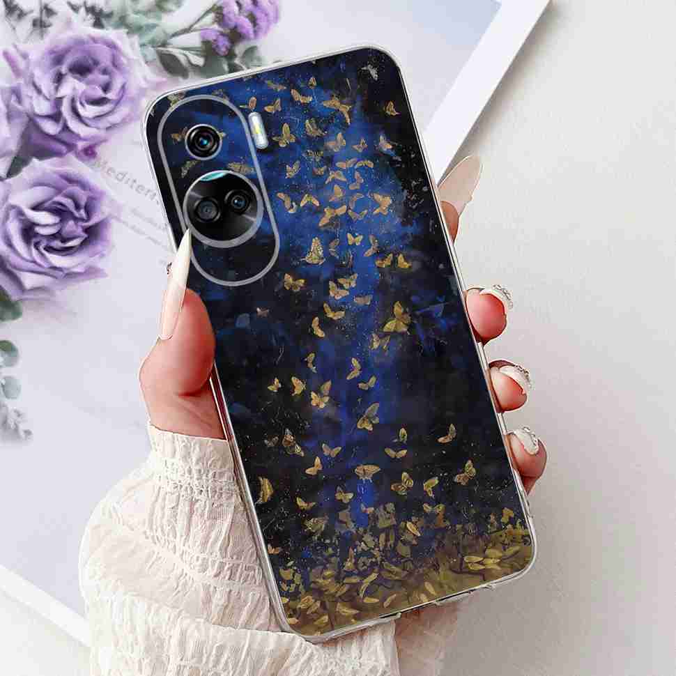For Huawei Honor 90 Lite Case New Painted Flowers Soft Silicone TPU Cover For Honor 90 Lite CRT-NX1 6.7" Shockproof Phone Cases