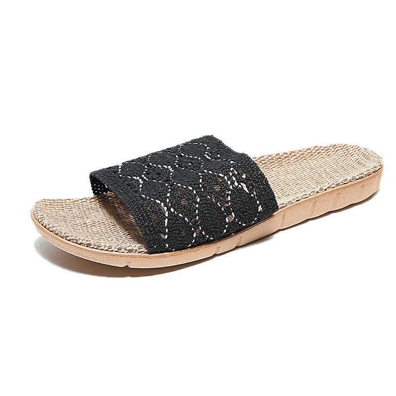 Saint Dinnu Unisex Summer Linen Indoor Slippers: Non-Slip, Thick Sole Sandals for Home. 35-36