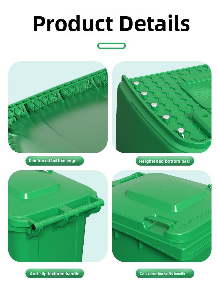 Large Capacity Outdoor Kitchen Waste Bin 240L with Wheels Commercially Used Restaurant And Household Garbage Can Recycling