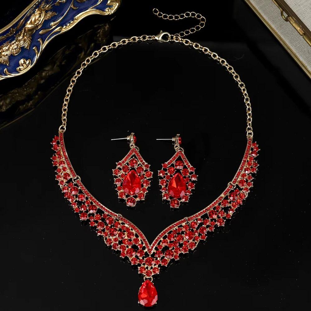 Earrings Women's Jewelry Set V-Necklace Bridal Jewelry Set Bridal Accessories
