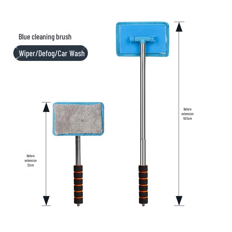 Retractable Rearview Mirror & Window Cleaning Brush/Squeegee