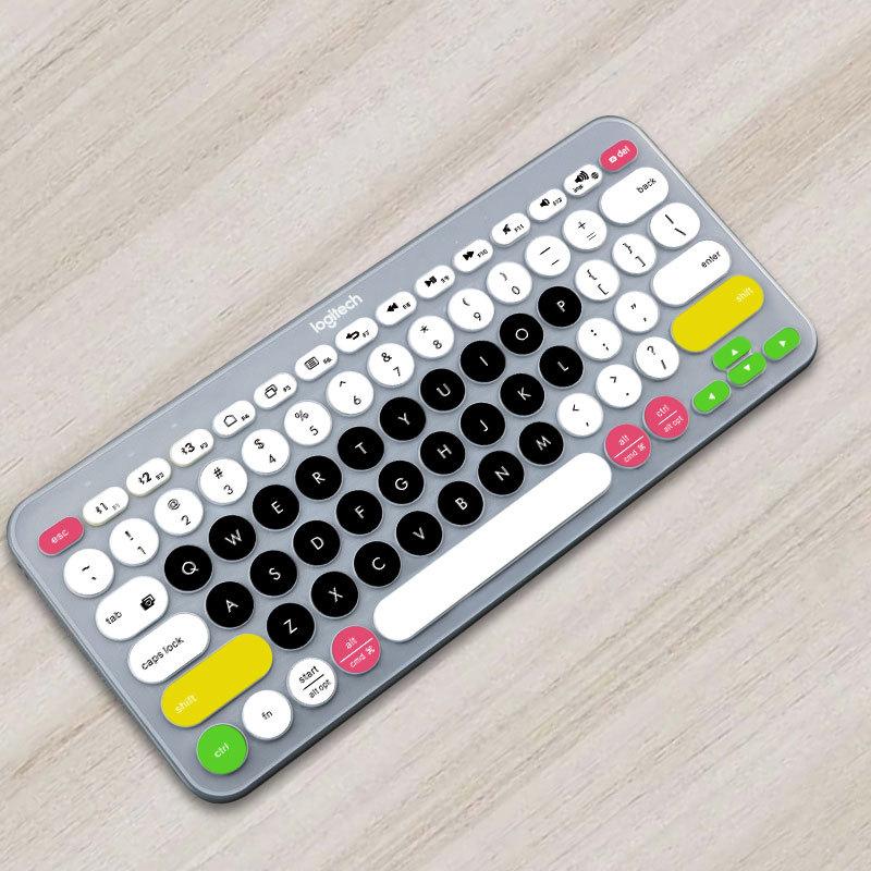 Vollschutz stumme Kieselsteintasten Silikon Schutzhülle Haut Hülle Folie Englisch Klar Schwarz Tastaturabdeckung für Logitech K380