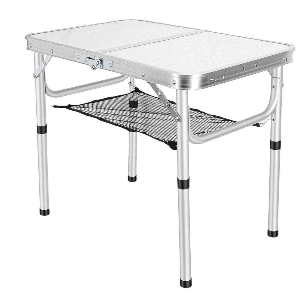 Folding Camping Table Height Adjustment Portable Pinic Table Aluminum Alloy with S Hooks for Outdoor