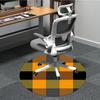 1 Stück Orange Schwarz karierter Stuhlteppich für das Büro, Runde Polyestermatte, Innendekoration für das Büro, Pflegeleichtes Gewebe, Waschbarer rutschfester Teppich