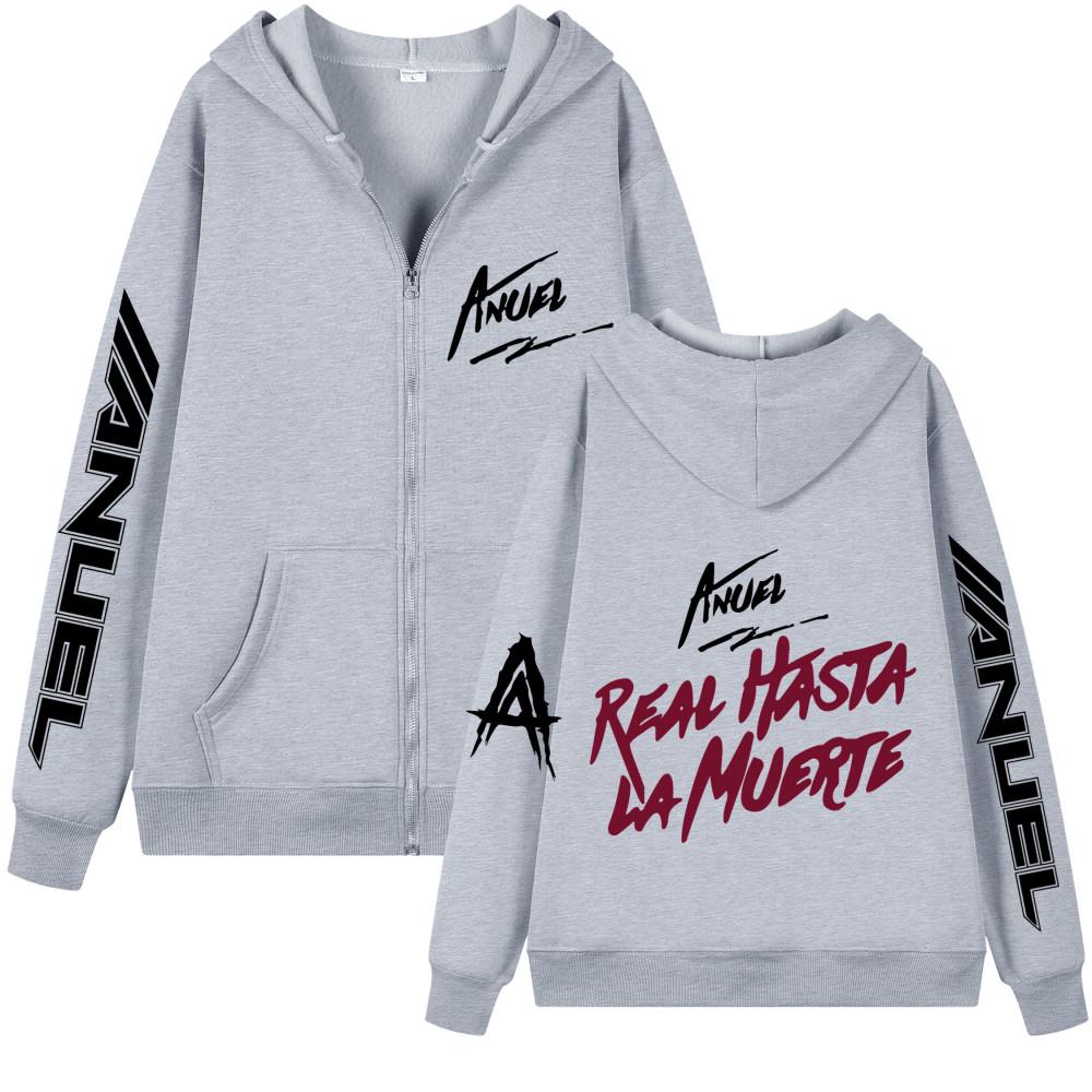 2023Anuel AA Zipper New Printed Hoodie Sweatshirt Jacket REAL HASTA LA Muerte Casual Sportswear Unisex's and Women's Anime Pullover