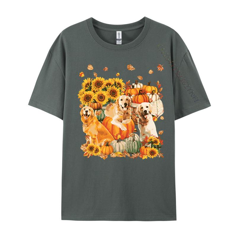 Dog Golden Retriever Autumn Vintage T Shirt Cotton Tops Shirts for Adult Japan Style Plain T Shirts Wholesale