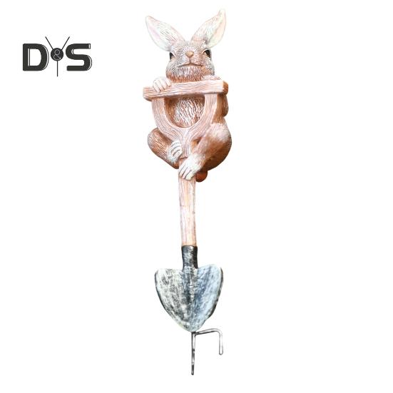 

Статуэтка для сада животных, лягушка, кролик, черепаха на лопате, украшение из смолы, цветочный горшок, вставка, фигурка животного для украшения бонсай, клумба для цветов на открытом воздухе Rabbit