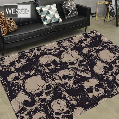 Skull Horror Carpet Gothic Style Skeleton Rug Halloween Decor Floor Mat For Teenager Room Anti-slip Bedroom Bedside Mat Doormat