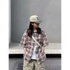 Retro Plaid Shirt Men'S Short Sleeved Trendy Casual Versatile Shirt Hong Kong Style Spring And Autumn Hooligan Handsome Inch Jacket